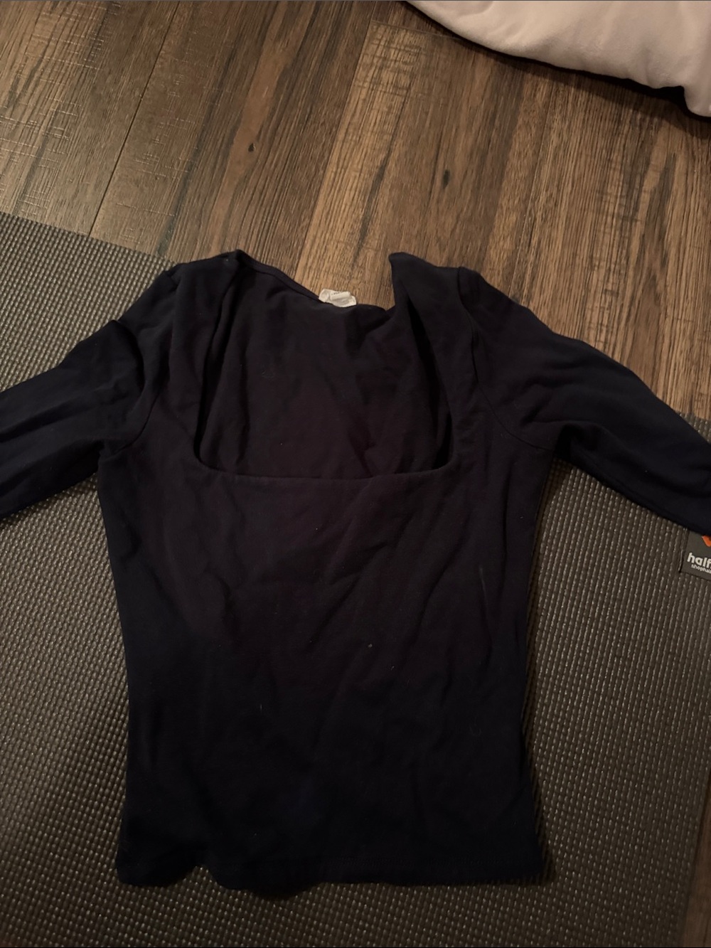 garage navy long sleeve square neck